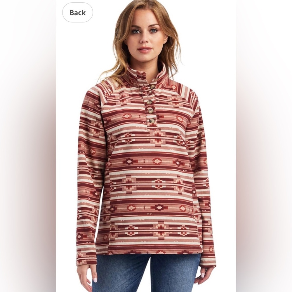 Women's Ariat Patterned Real Comfort sweatshirt Top in southwest spice Western